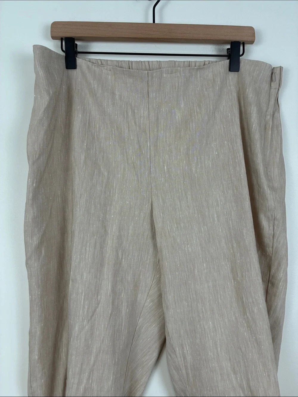 NWT J. Jill Linen Stretch Pants Women’s Large Light Beige Button Ankle Work Wear